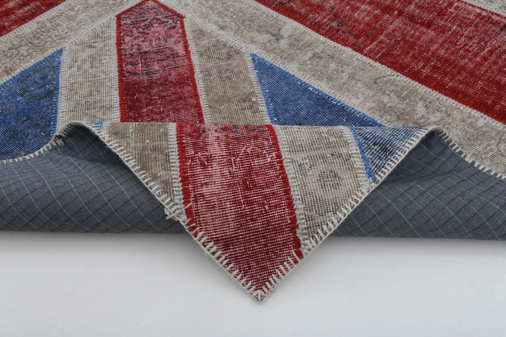 Rug N Carpet - Hand-knotted Anatolian 8' 2'' x 10' 2'' Flag Patchwork Rug