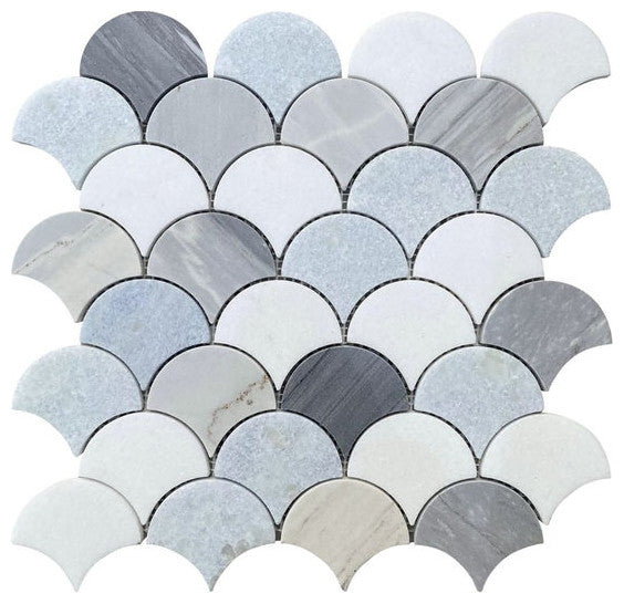 Mosaic Thassos Marble Tile Deep Ocean for Floors Walls