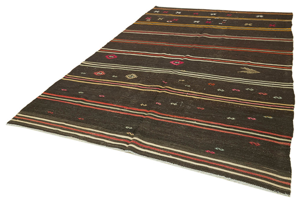 Rug N Carpet - Handmade Turkish 6' 11'' x 11' 4'' Vintage Goat Hair Kilim Rug