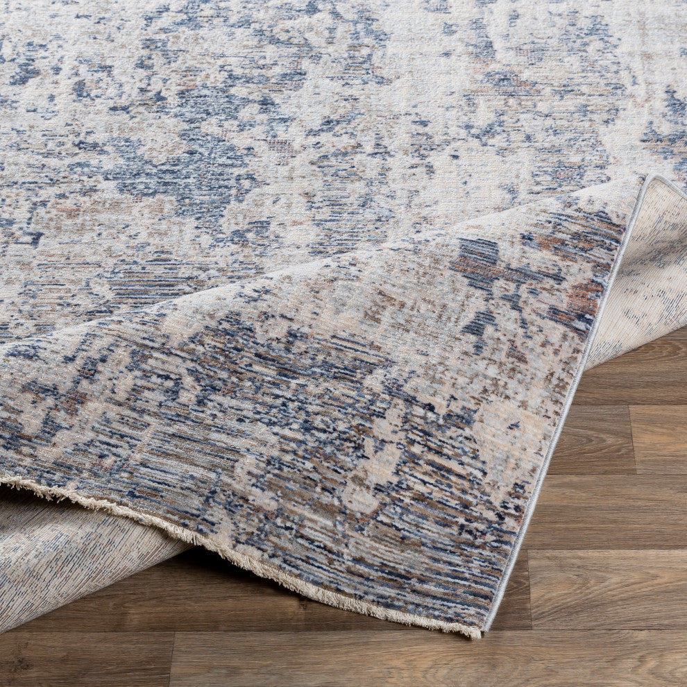Surya Palazzo PZL-2301 3'3"x8' Rug, Navy/Denim/Pale Blue/Taupe/Cream/White/Blush