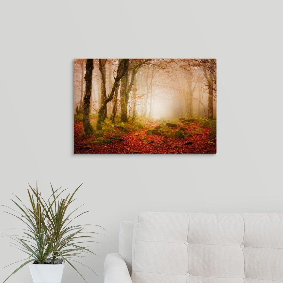 "Yellow Forest Mist" Wrapped Canvas Art Print, 24"x16"x1.5"