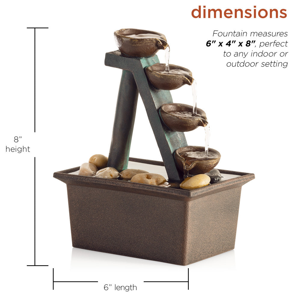 Alpine 4-Tier Step Tabletop Fountain, 8" Tall