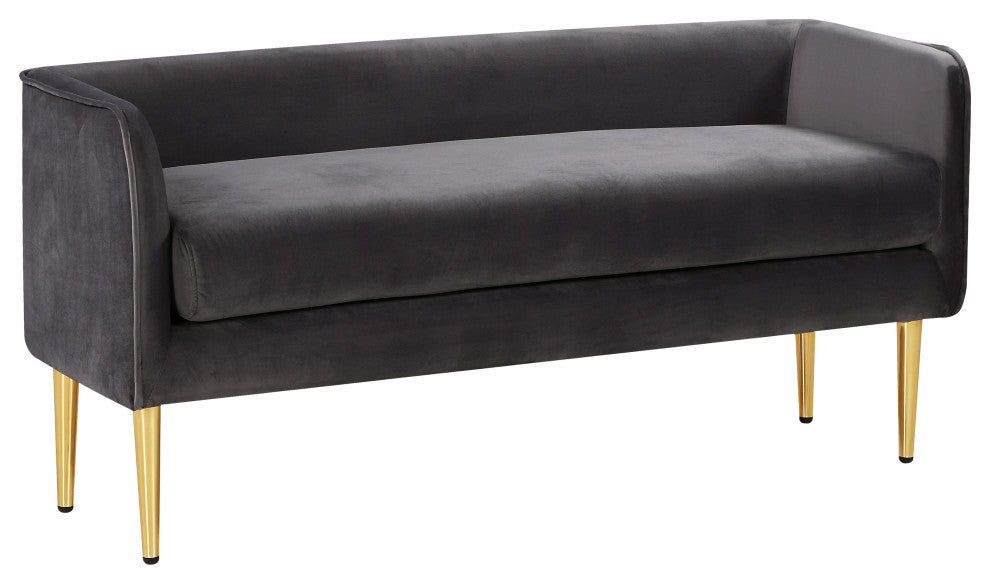 Audrey Velvet Upholstered Bench, Gray