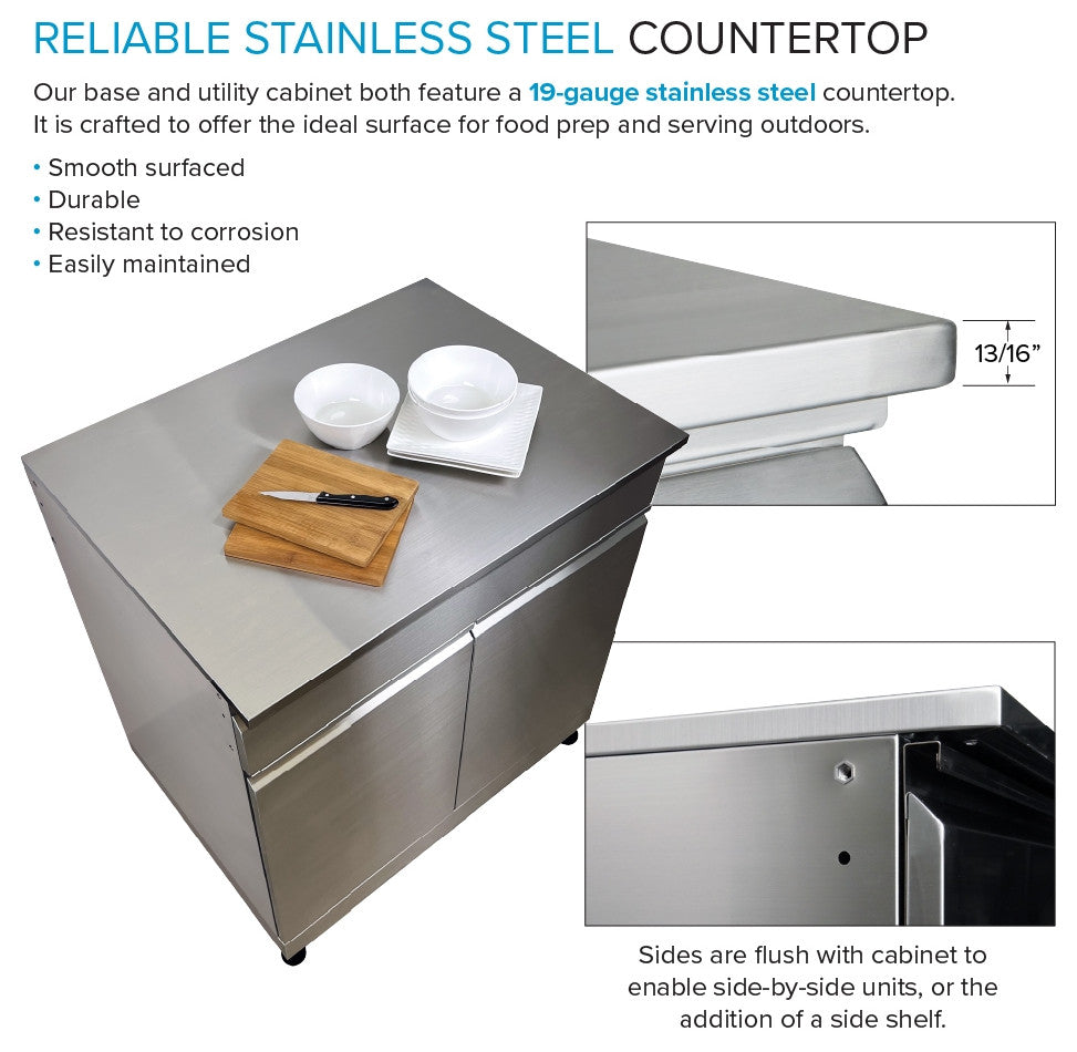 Transolid Single Utility Cabinet Outdoor Kitchen, Standard, Stainless Steel, Single Utility Cabinet With Folding Shelves