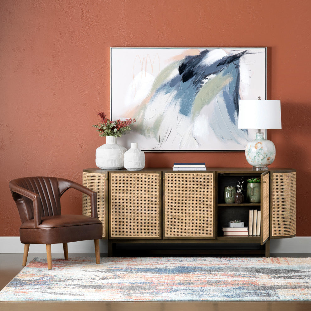 Oval Shaped Five Door Media Credenza Sideboard