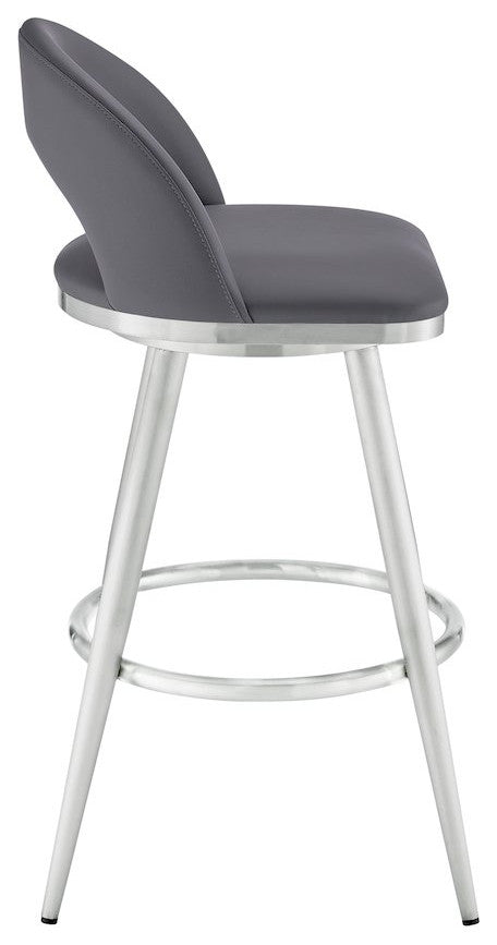 Charlotte Swivel Counter or Bar Stool in Faux Leather and Metal