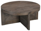Noah Round Solid Wood Coffee Table, Dark Brown