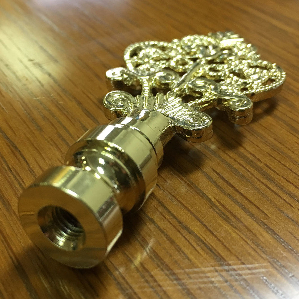 Royal Designs Vintage Key Design Finial, Polished Brass , Single