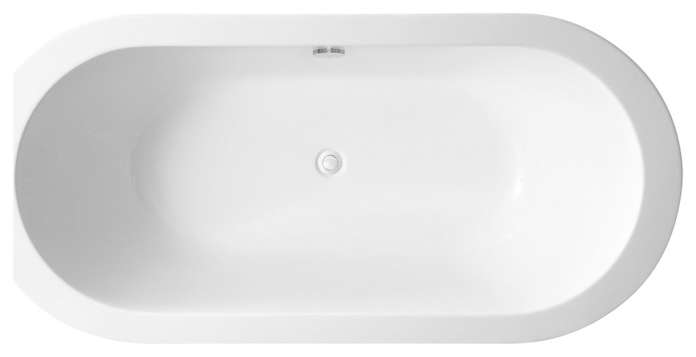 OVE Decors Serenity Freestanding 71" Acrylic Center Drain Bathtub in White