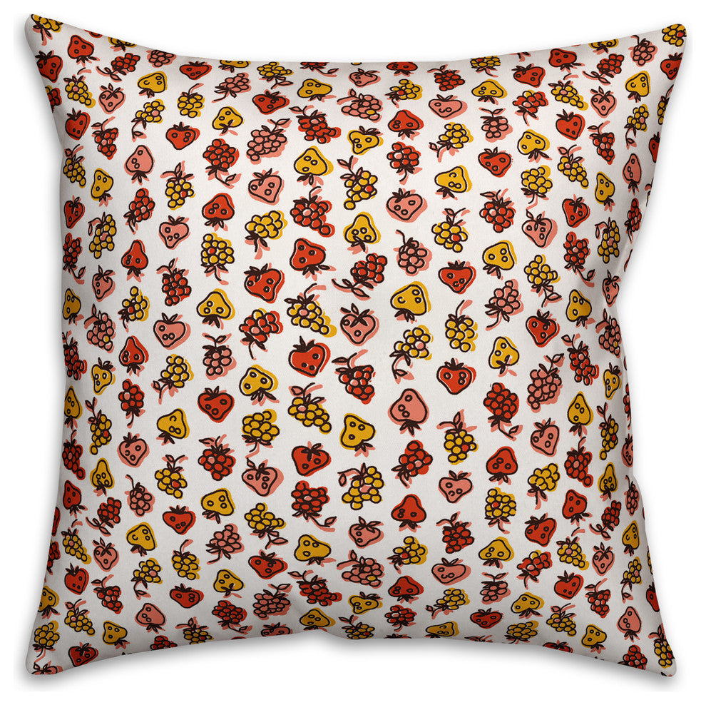 Red Fruit Pattern Outdoor Throw Pillow, 20"x20"