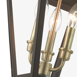 3 Light Bronze Outdoor Large Pendant Lantern, Antique Brass