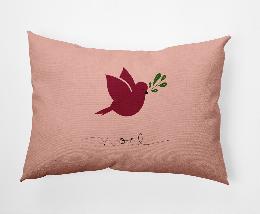 Noel Bird Decorative Throw Pillow, Pink, 14"x20"