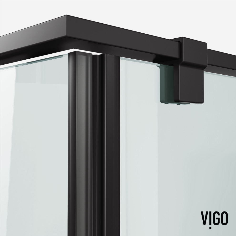 VIGO Meridian 34"D x 34"W x 73"H Framed Hinged Shower Enclosure, Matte Black