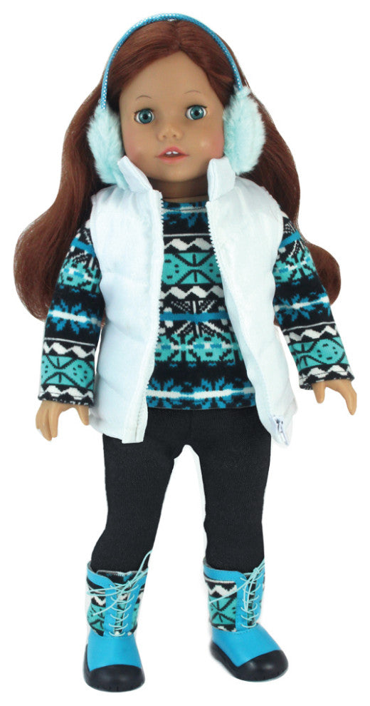 18" Dolls Sweater Leggings Vest and Boots Set