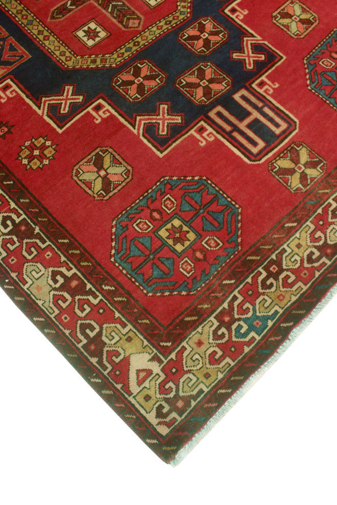 Fine Vintage Distressed Abigay Red/Navy Runner, 4'7x11'2