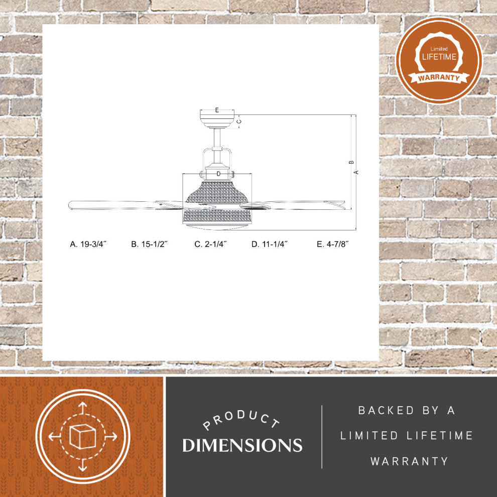 Walton LED 52" Ceiling Fan, Gold Stone