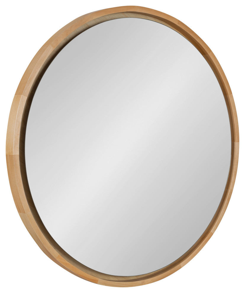 Evans Framed Round Wall Mirror, Natural 30 Diameter