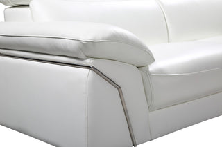 Lazio Contemporary Genuine Italian Leather Sectional, White