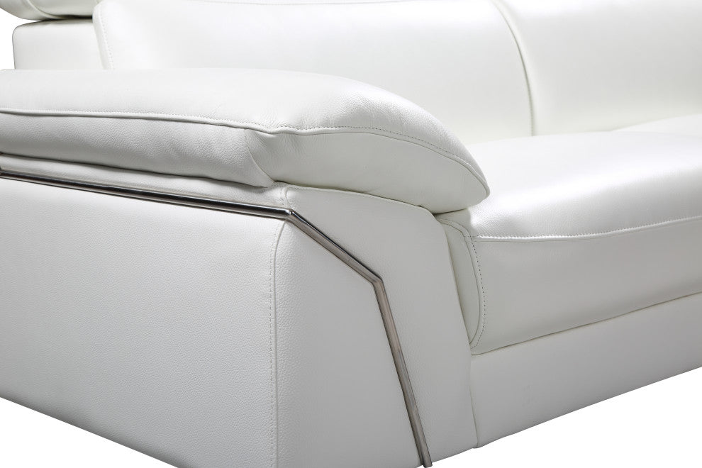 Lazio Contemporary Genuine Italian Leather Sectional, White