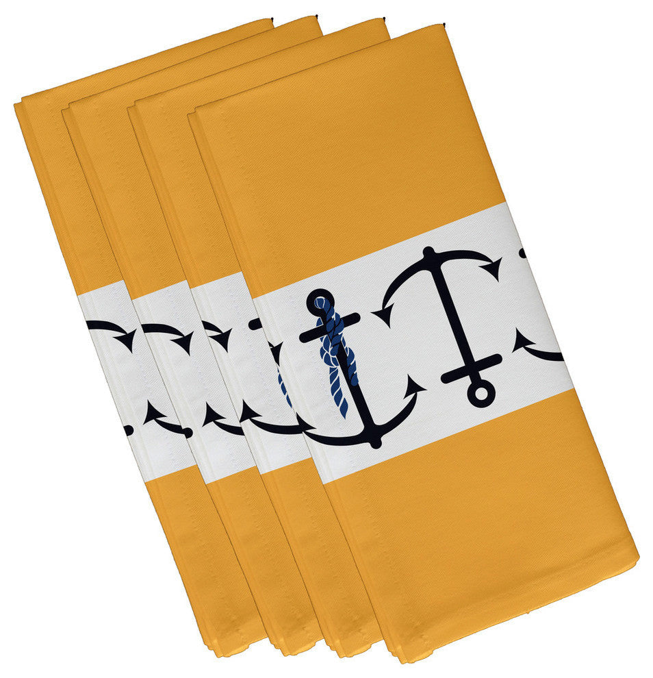 Anchor Stripe, Stripe Print Napkin, Yellow, Set of 4