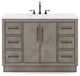 Hugo Carrara White Marble Countertop Bathroom Vanity in Grey Oak, Bronze Handle, 48", Vanity With Gooseneck Faucet
