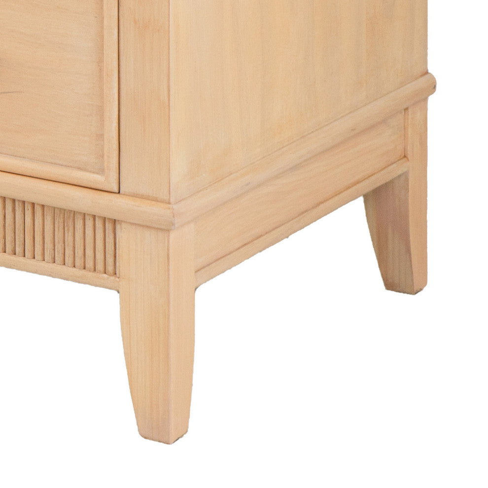 Benzara BM285224 Bedside Table, 2 Drawers, Textured Wood, Modern Veneer Brown