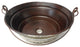 Round Copper Vessel Bath Sink BUCKET Style in Distressed Antique White Exterior