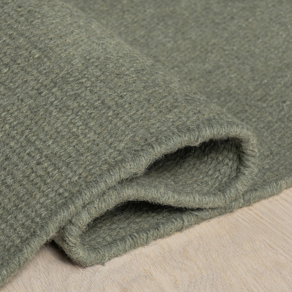 Elowen Double Striped Wool Area Rug, Sage Green 10'x14'