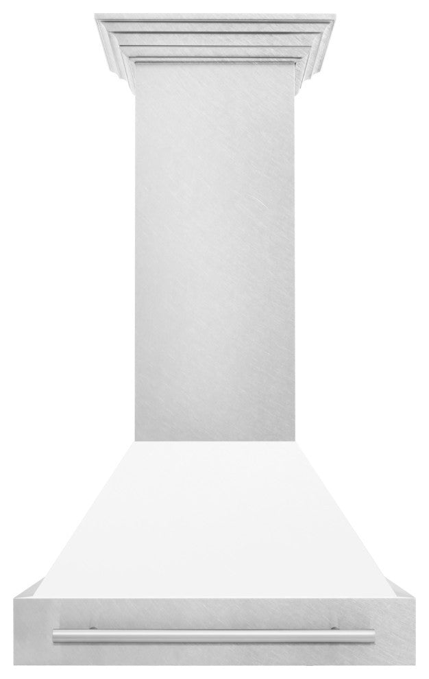 ZLINE 30 In. Wall Mount Hood, DuraSnow With White Matte Shell, 8654SNX-WM-30