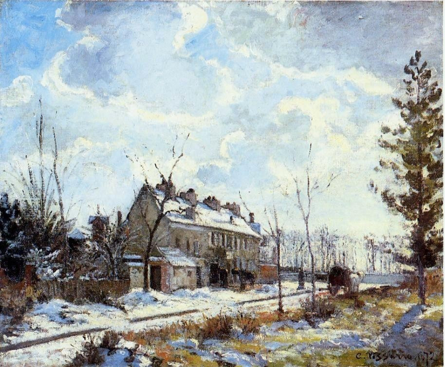 Camille Pissarro Louveciennes Road: Snow Effect Gallery Wrapped Canvas Print