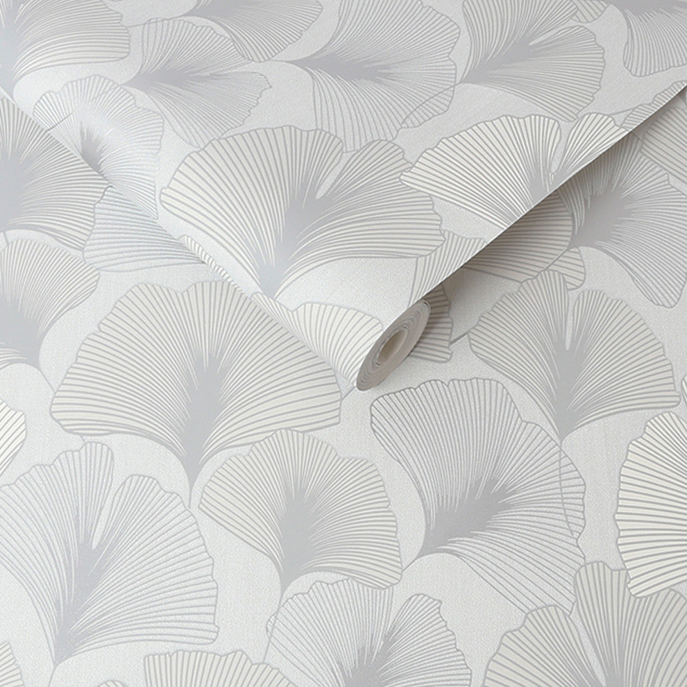 Ginkgo Leaves Silver Wallpaper
