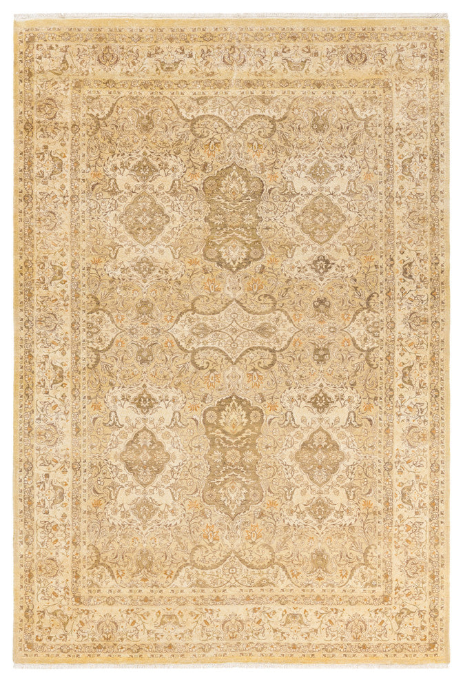 Ruby, One-of-a-Kind Hand-Knotted Area Rug, Green, 6'1"x9'0"