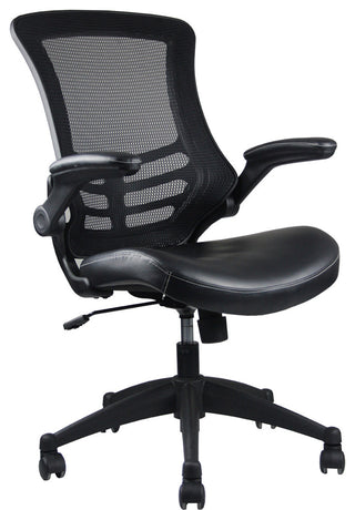 Stylish Mid-Back Mesh Office Chair With Adjustable Arms, Black
