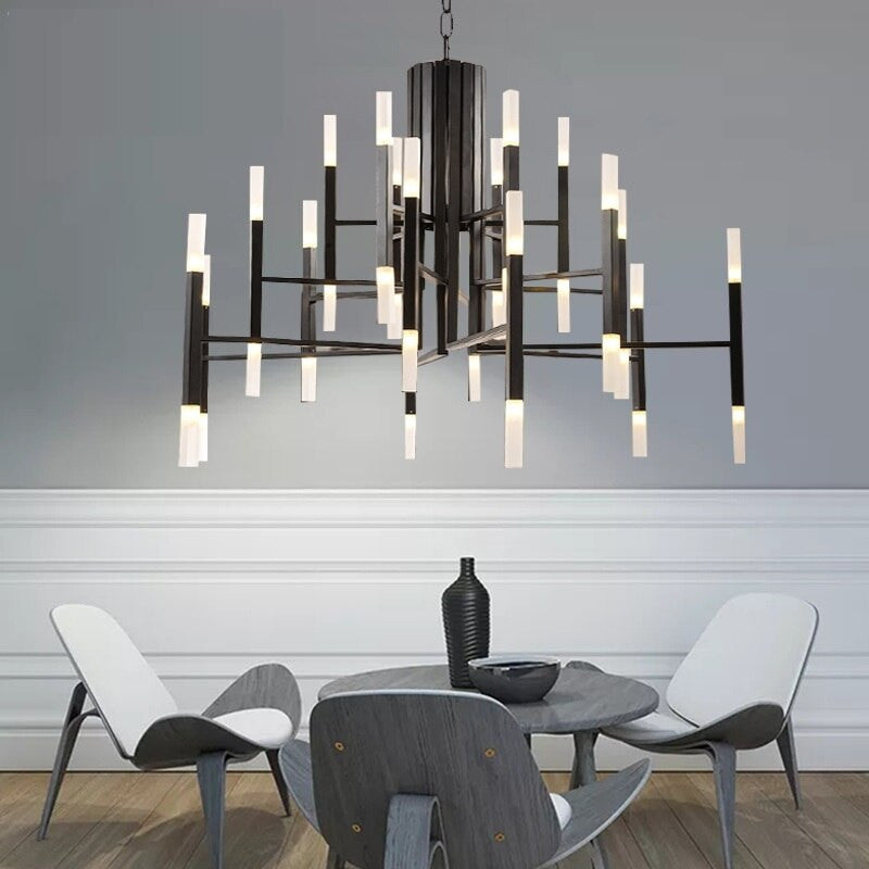 Zelbio | Gold/Black Postmodern LED Chandelier for Living Room, Black, 24 Lights - Dia68.1xh60.0cm / Dia26.8xh23.6"