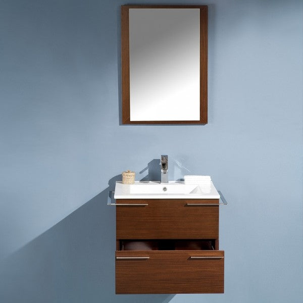 Fresca Cielo 24" Wenge Brown Modern Bathroom Vanity With Mirror