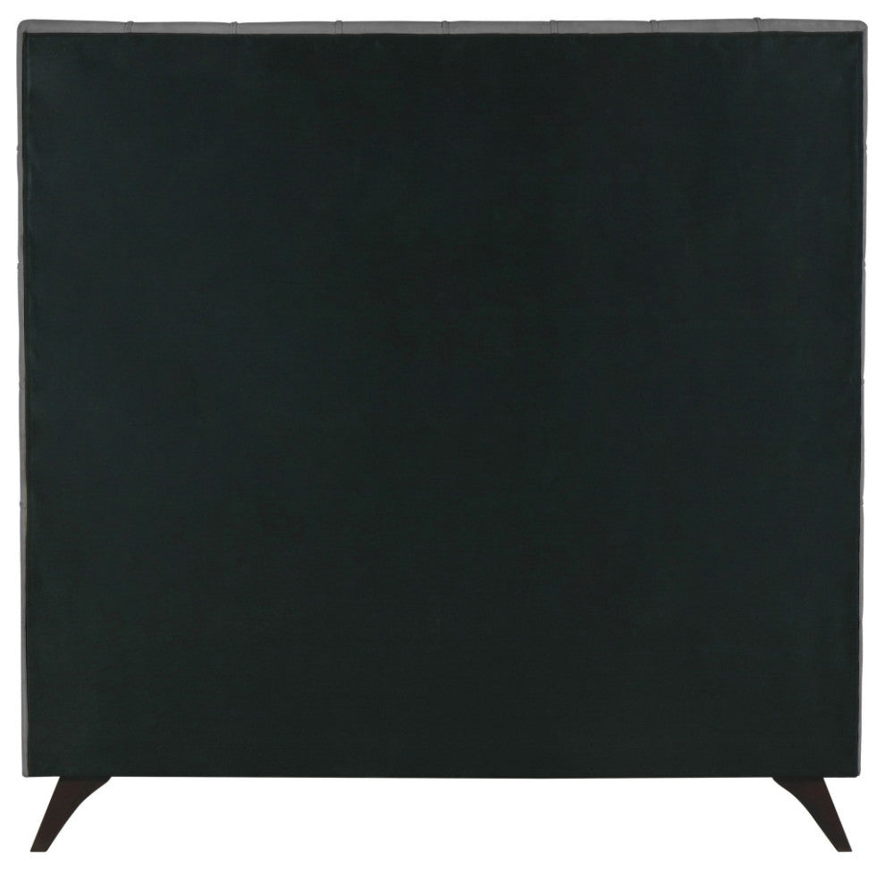 Elly Velvet Upholstered Bed, Gray, Queen