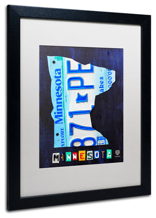 "Minnesota License Plate Map" Matted Framed Canvas Art by Design Turnpike