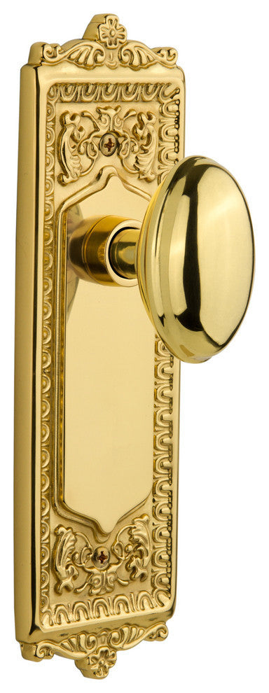 Egg & Dart Plate Passage Homestead Knob, Polished Brass