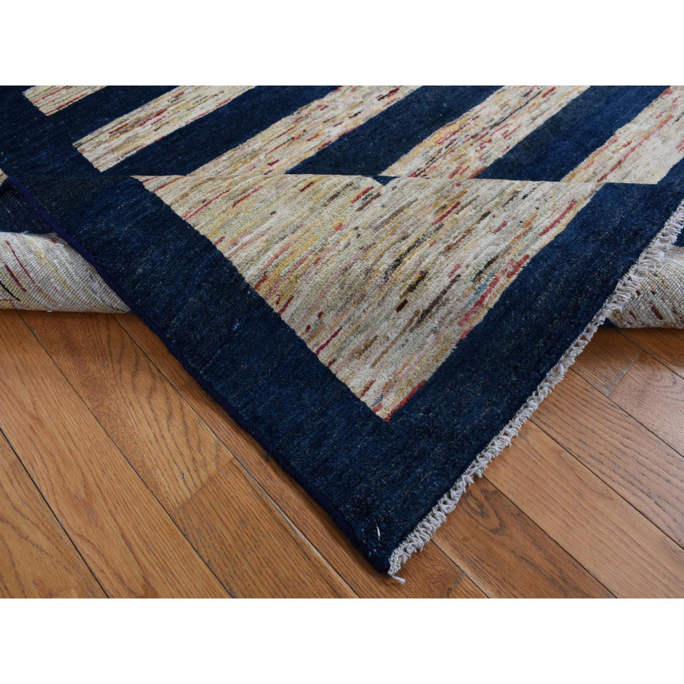 Tan Brown Pure Wool Peshawar Gabbeh Hand Knotted On Clearance Rug 5'7"x8'