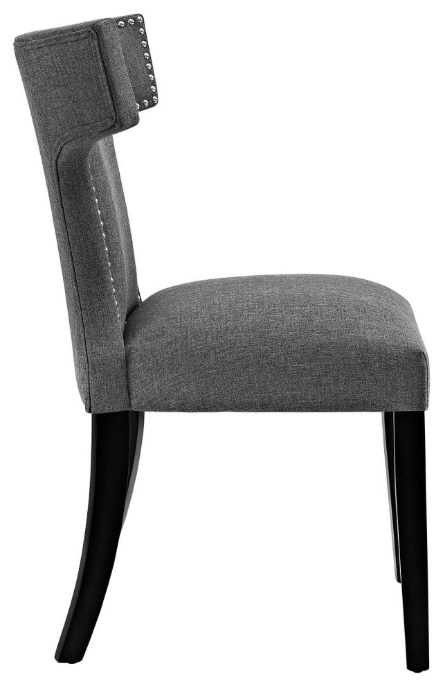 Gray Curve Dining Side Chair Fabric Set of 2