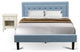 2Pc Fannin Bed Set, 1 Queen Size Frame, End Table For Bedroom, Denim Blue