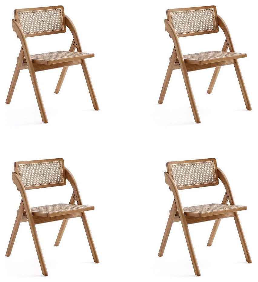 Manhattan Comfort Lambinet Dining Folding Chair, Nature, Set of 4