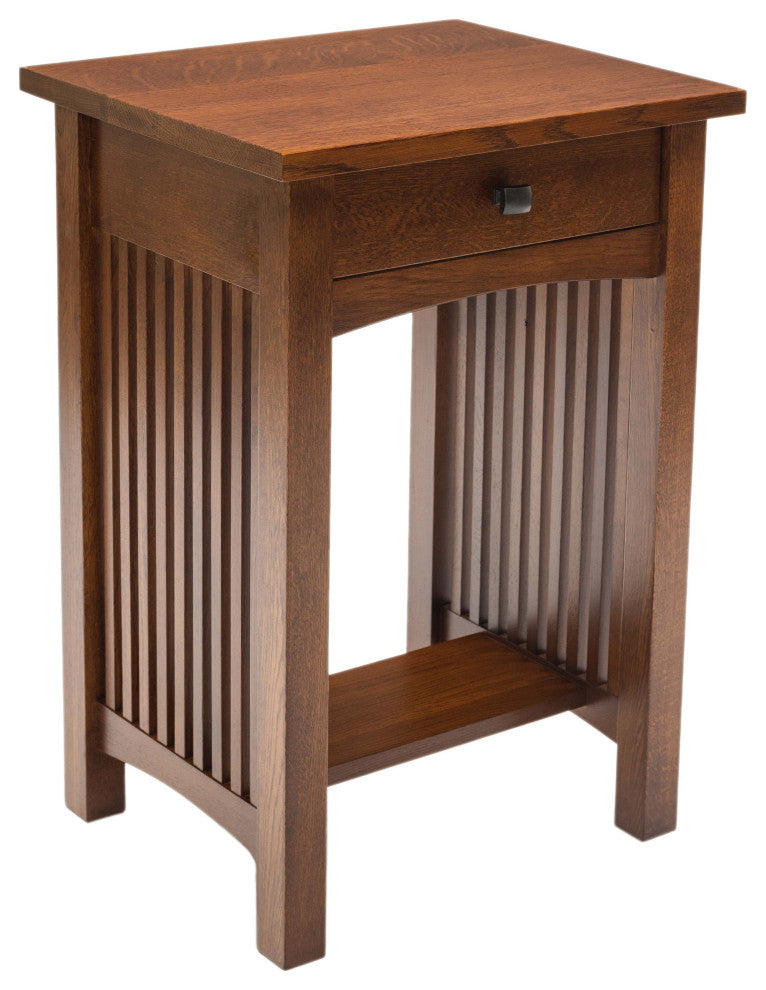 Mission Style Solid Oak 1-drawer Nightstand, Bedside Table