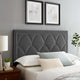 Headboard, Nailhead, King California Size, Charcoal Gray, Velvet, Modern
