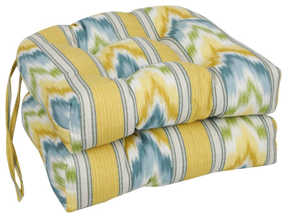 16" Polyester Outdoor U-Shaped Tufted Chair Cushions, Set of 6, Libella Cornsilk