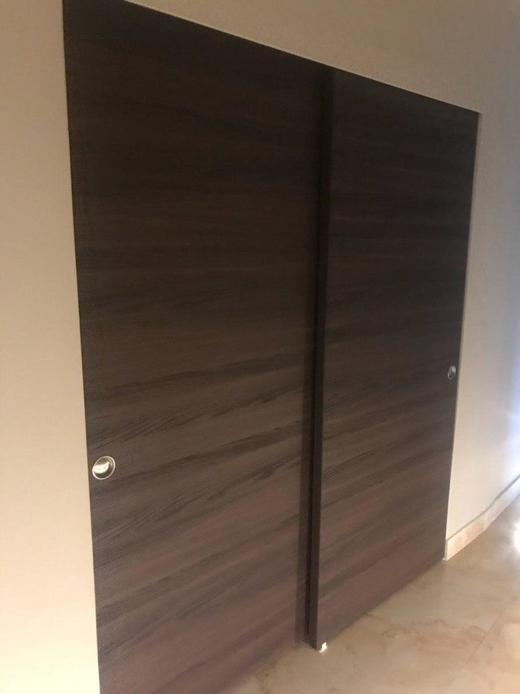 Modern Closet Bedroom Doors 64 x 80 & Rail Kit | Planum 0010 Chocolate Ash