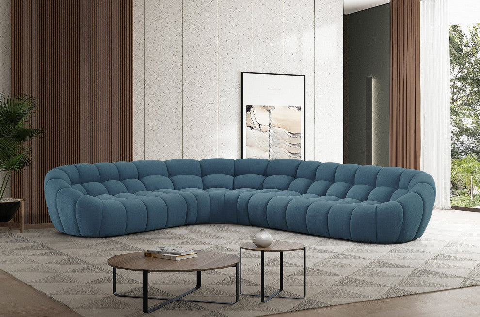 Divani Casa Yolonda Dark Teal Fabric Sectional Sofa