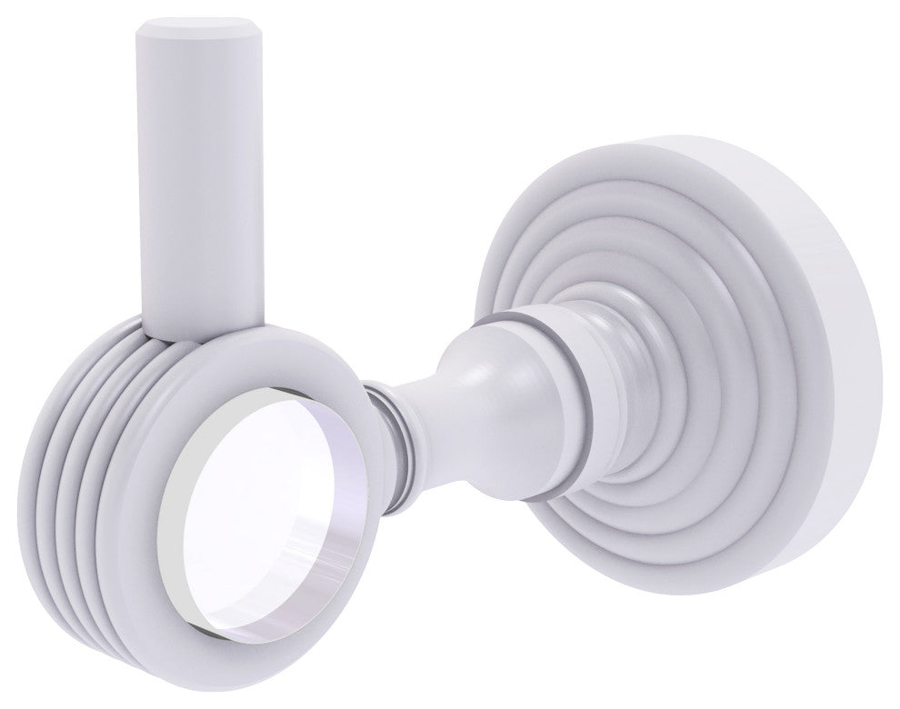 Pacific Grove Robe Hook with Groovy Accents, Matte White