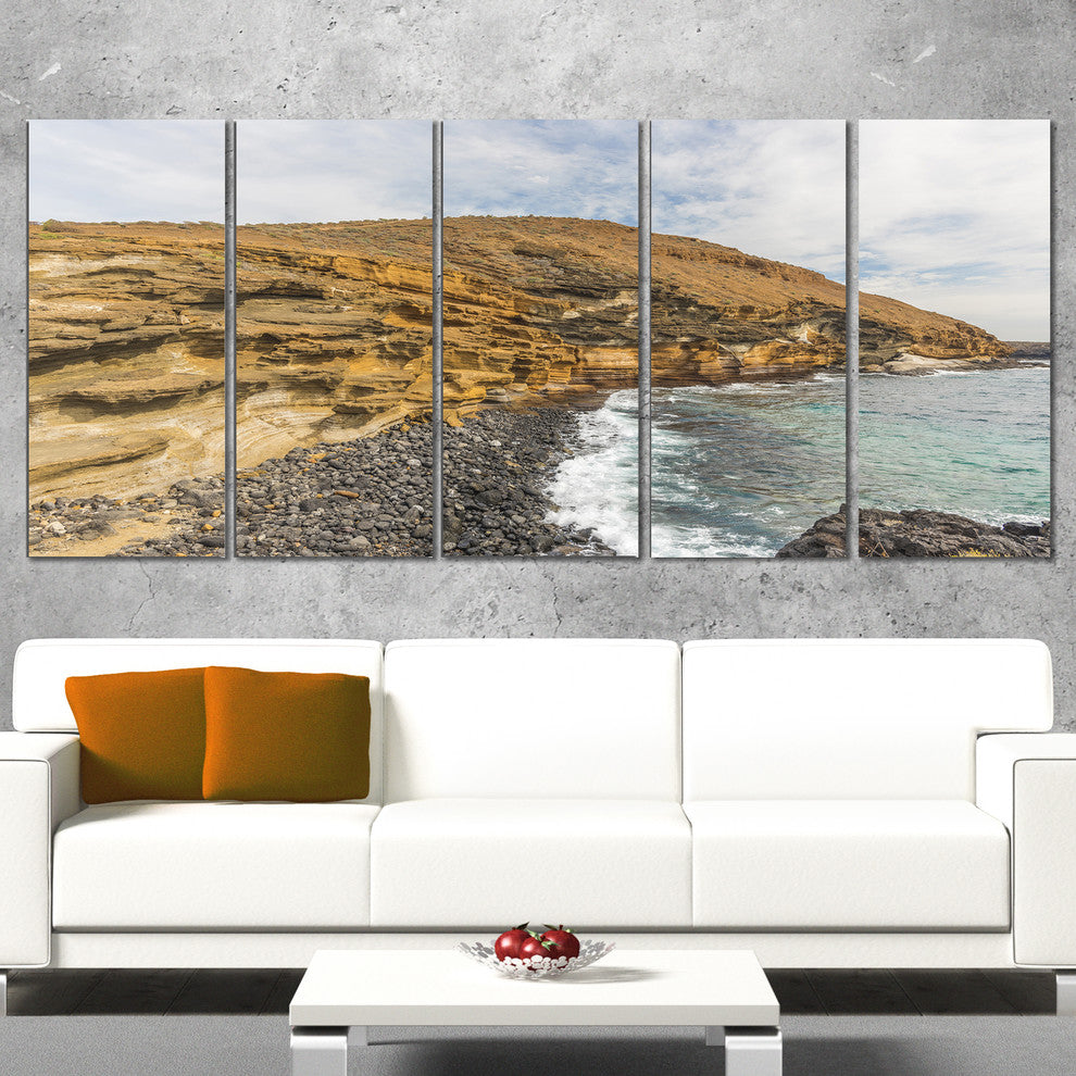 "Peninsula Going Beyond The Horizon" Seascape Wall Art, 5 Panels, 60"x28"