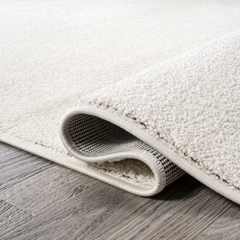 Haze Solid Low-Pile Runner Rug, Cream, 2 X 8